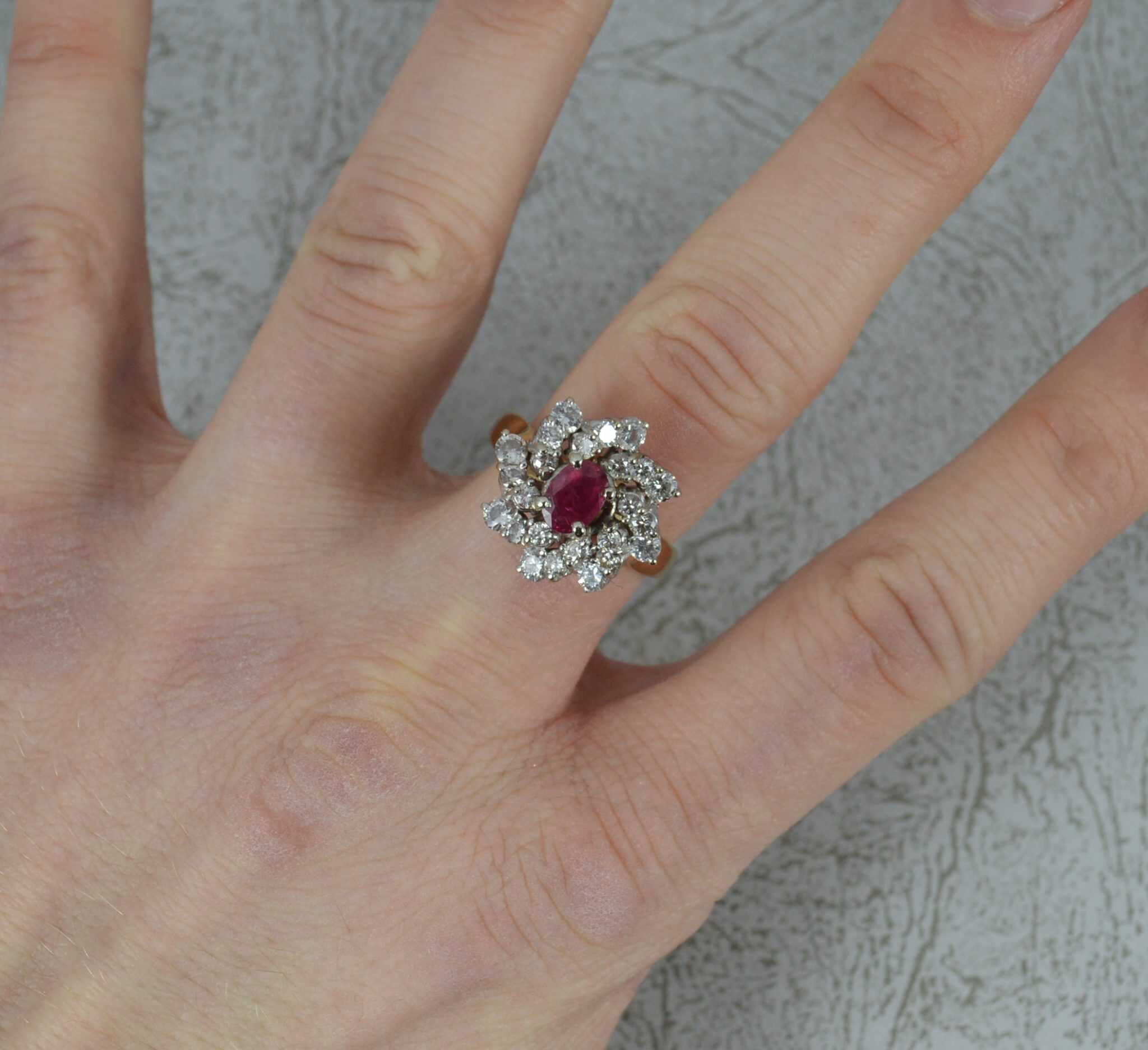 Vintage Ruby and 1.15ct Diamond 14ct Gold Cluster Cocktail Ring – Deal