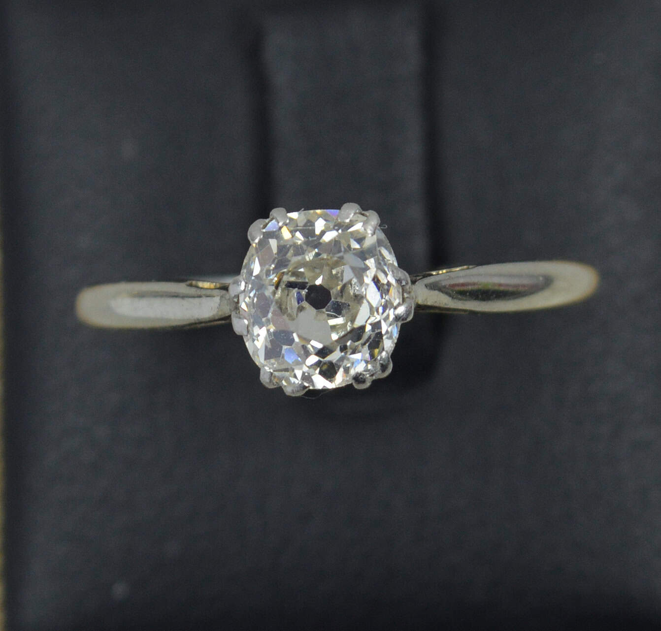 reserved...Antique 1.00ct Old Cut Diamond and 18ct White Gold Solitaire Engagement Ring