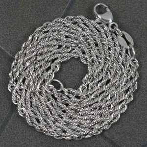 Solid 950 Platinum 18" Long Rope Twist Necklace Chain