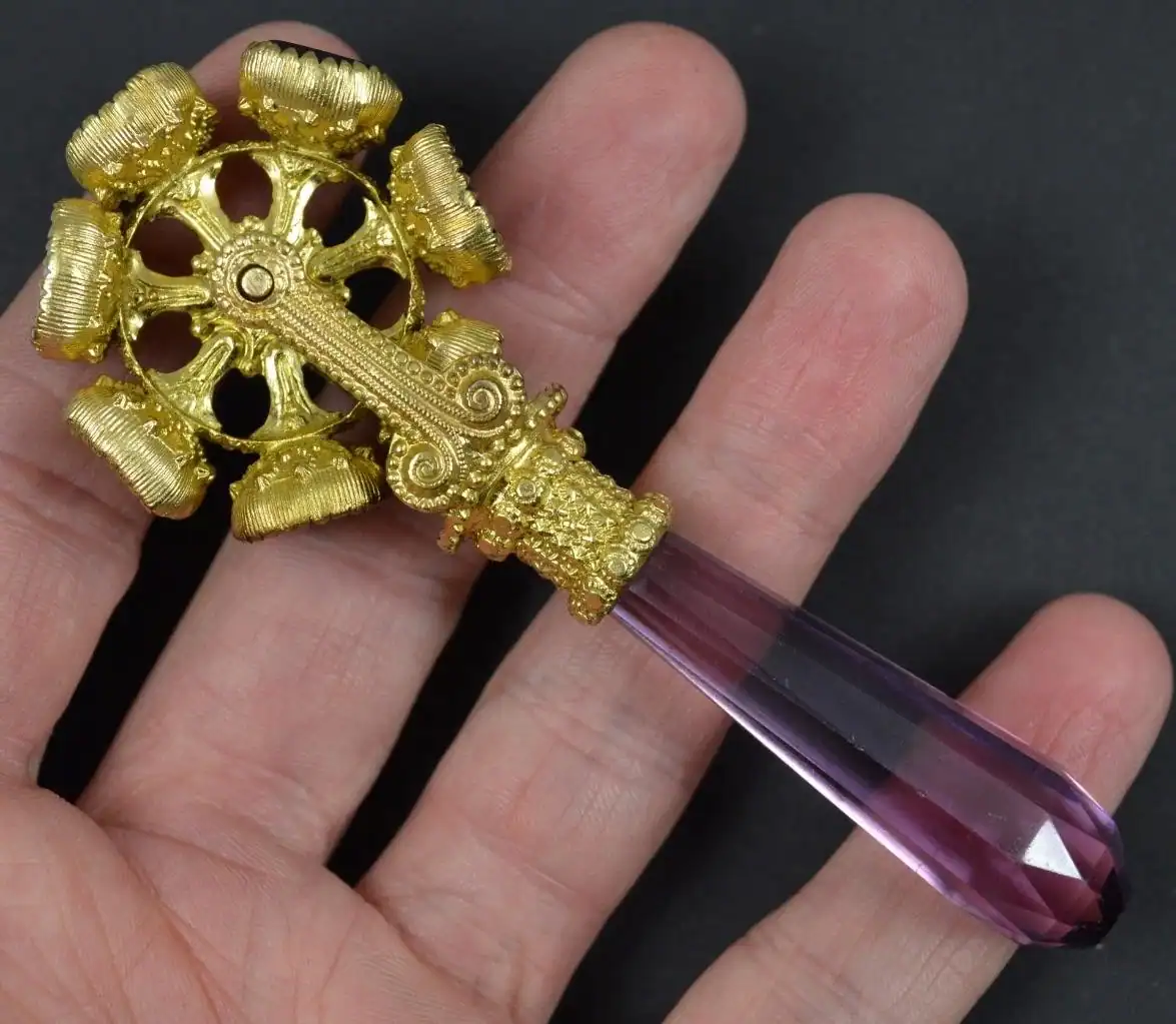 Rare Georgian Amethyst and Gilt Metal Days of The Week Fob Table Seal