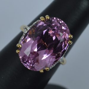 Lorique Kunzite and Diamond 18ct Gold Cluster Cocktail Ring