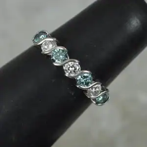BOODLES 18ct White Gold and Blue and White Diamond Half Eternity Ring