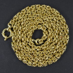 Beautiful 9ct Yellow Gold 26" Long Byzantine Fancy Link Necklace Chain