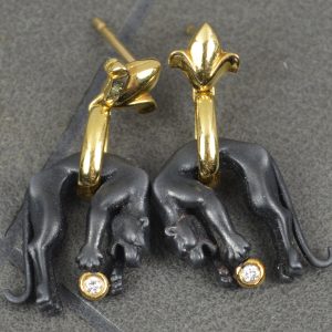 Carrera Y Carrera 18ct Gold and Diamond Panther Drop Earrings