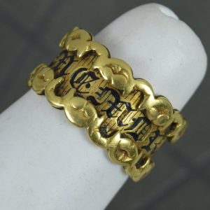 Georgian 18ct Gold and Enamel In Memory Of Enamel Mourning Band Ring