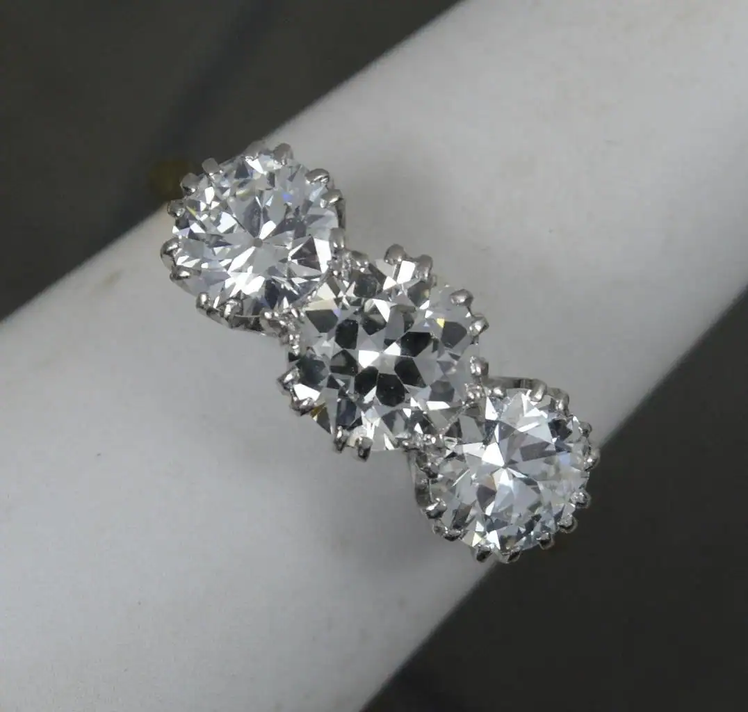 Reserved...Antique 2.75ct Diamond 18ct Gold and Platinum Trilogy Engagement Ring