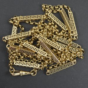 Vintage 56" Long Solid 9 Carat Yellow Gold Guard Chain
