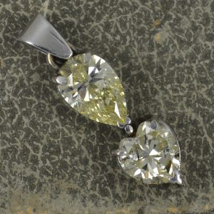 Impressive 2.70ct Heart and Pear Diamond 18ct White Gold Pendant