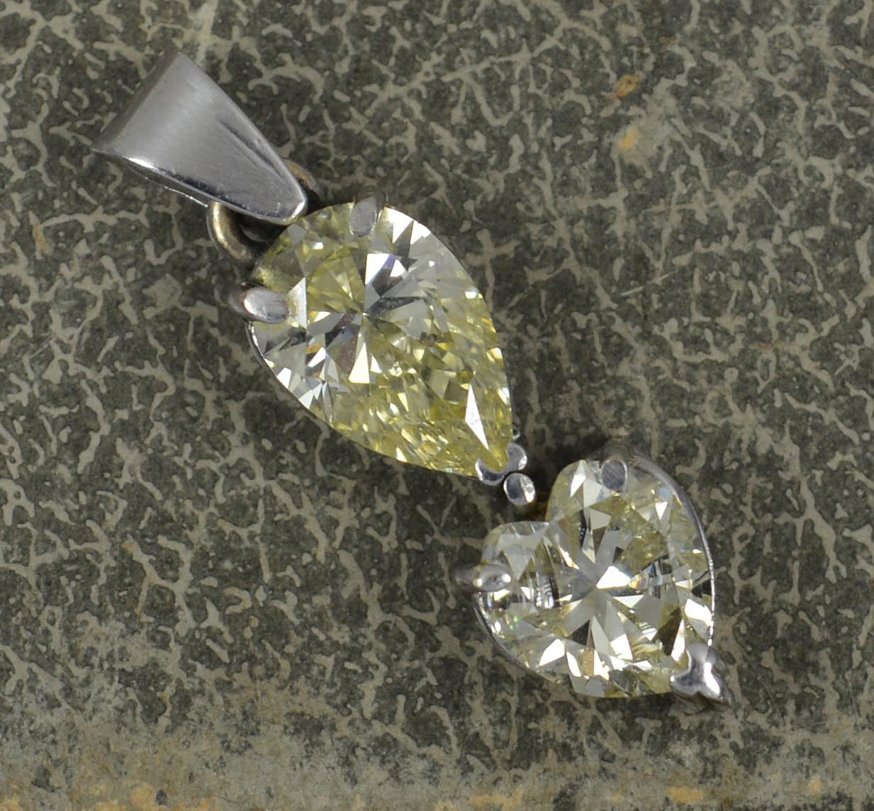 Impressive 2.70ct Heart and Pear Diamond 18ct White Gold Pendant