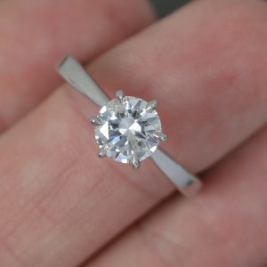 Natural 1.02ct Diamond and 18ct White Gold Solitaire Engagement Ring