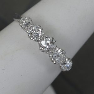 Victorian 0.85ct Old Cut Diamond Platinum Five Stone Stack Ring