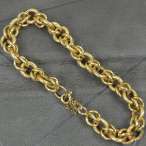 Vintage Solid 18 Carat Yellow Gold Fancy Link Bracelet 6 1/2"