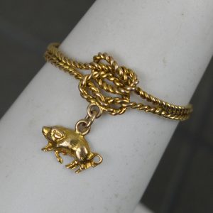 Rare Murrle Bennett 9 Carat Gold Knot and Lucky Pig Ring