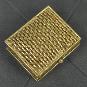 Italian Solid 18 Carat Yellow Gold Woven Box Casket