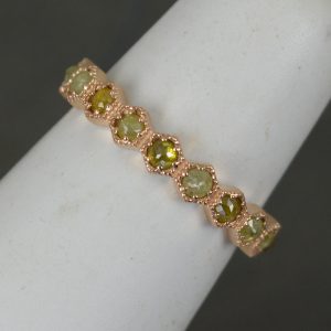 Unique 14ct Rose Gold and Fancy Yellow Rose Cut Diamond Full Eternity Stack Ring