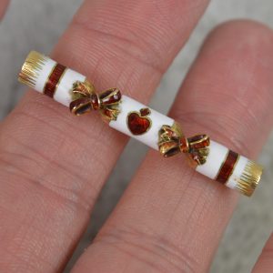 Novelty Victorian 15ct Gold and Enamel Christmas Cracker Brooch