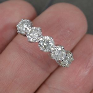 Natural 2.00ct Diamond and 18ct White Gold Five Stone Half Eternity Stack Ring