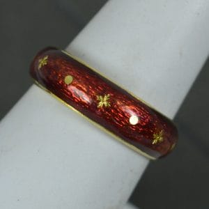 FABERGE 18ct Yellow Gold and Red Enamel Stack Band Ring Ltd 300
